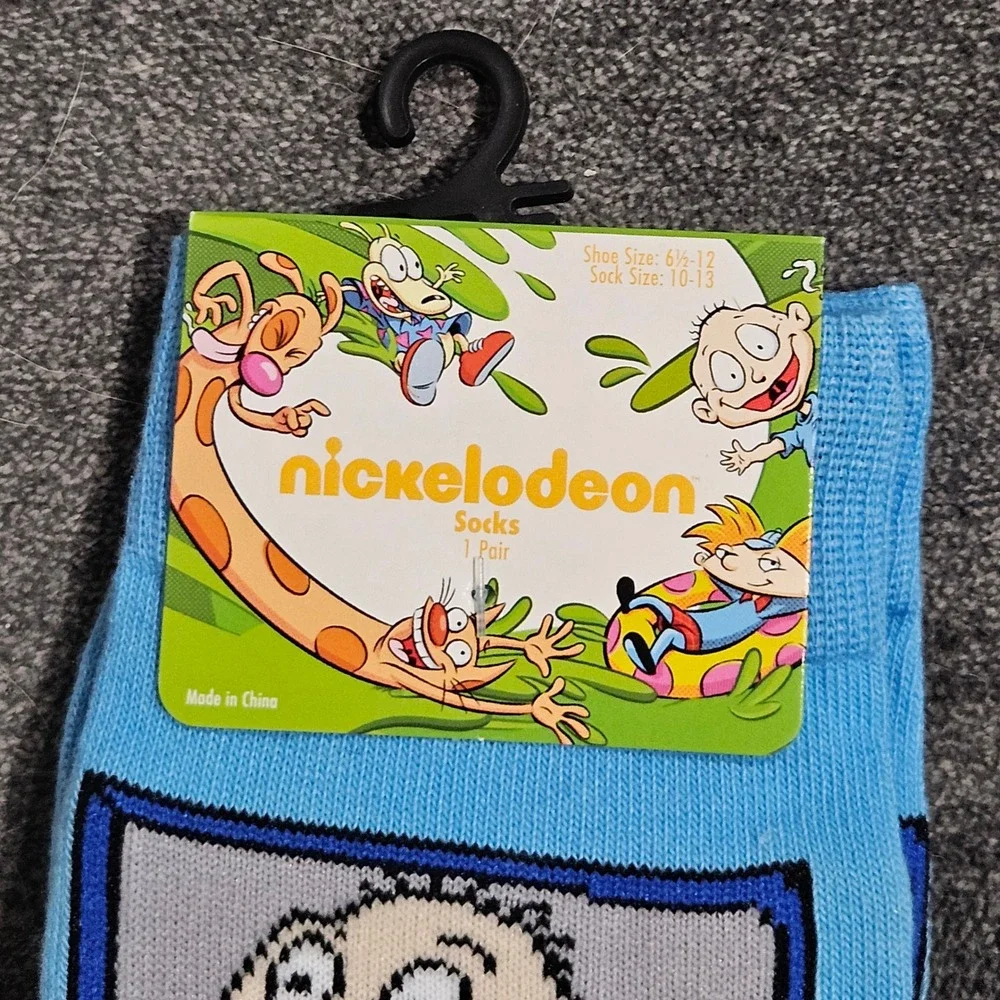 Nickelodeon Rugrats Tommy Pickles 90s Baby Crew Socks Blue Mens Shoe Size 6.5-12